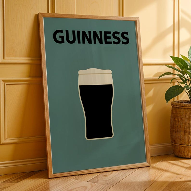 Guinness Pint Print, Irish Pub Wall Art, Stout Beer Poster, Home Bar Decor, Irish Gift for Him, Mancave Kitchen A4 A3 A2 image 8
