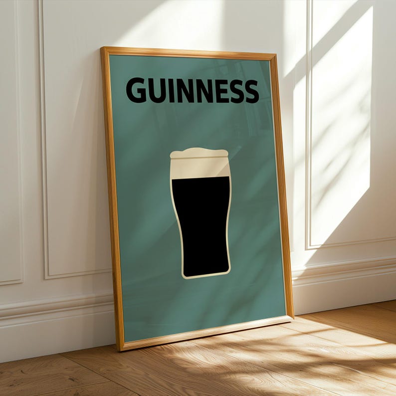 Guinness Pint Print, Irish Pub Wall Art, Stout Beer Poster, Home Bar Decor, Irish Gift for Him, Mancave Kitchen A4 A3 A2 image 6