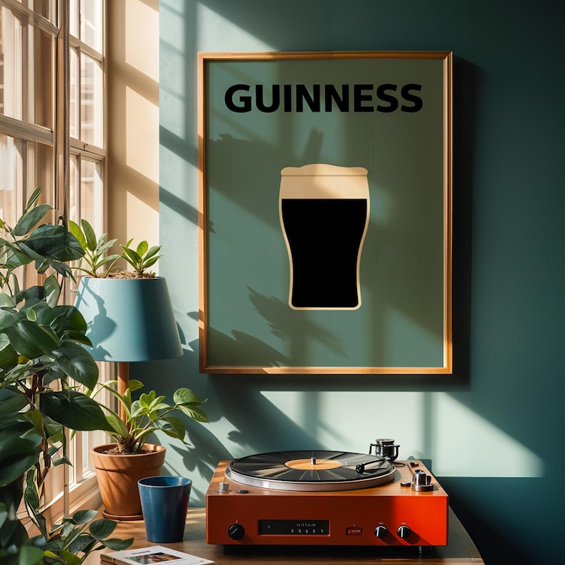Guinness Pint Print, Irish Pub Wall Art, Stout Beer Poster, Home Bar Decor, Irish Gift for Him, Mancave Kitchen A4 A3 A2 image 3