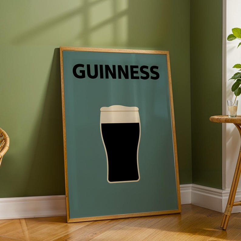Guinness Pint Print, Irish Pub Wall Art, Stout Beer Poster, Home Bar Decor, Irish Gift for Him, Mancave Kitchen A4 A3 A2 image 9