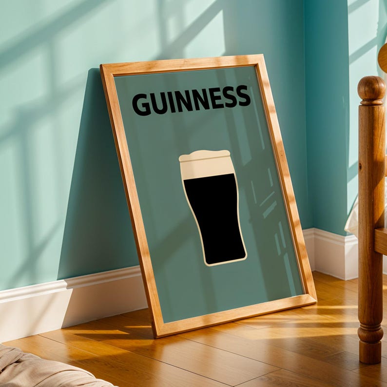 Guinness Pint Print, Irish Pub Wall Art, Stout Beer Poster, Home Bar Decor, Irish Gift for Him, Mancave Kitchen A4 A3 A2 image 4