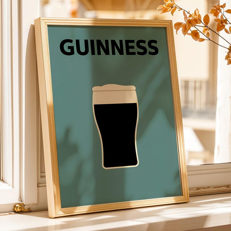 Guinness Pint Print, Irish Pub Wall Art, Stout Beer Poster, Home Bar Decor, Irish Gift for Him, Mancave Kitchen A4 A3 A2 image 7