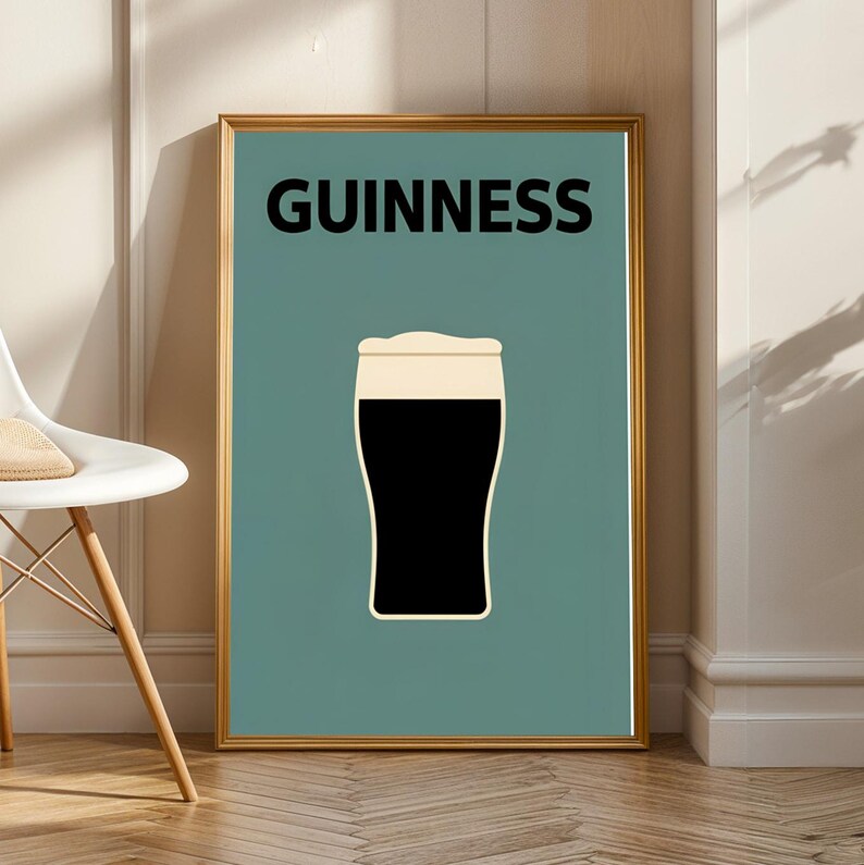 Guinness Pint Print, Irish Pub Wall Art, Stout Beer Poster, Home Bar Decor, Irish Gift for Him, Mancave Kitchen A4 A3 A2 image 10