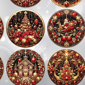 9 Elegant Gold and Red 3&quot; Christmas Ornament Set Bundle