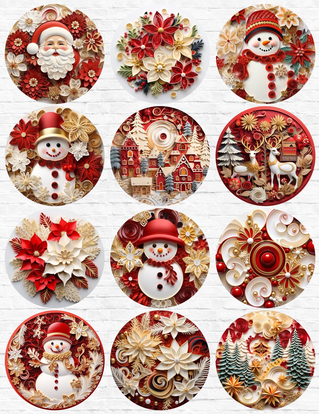 12 Stunning Red & Gold Christmas Ornament Set Bundle Etsy