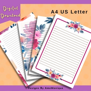 Botanical Stationery, Printable Writing Paper, To Do List, A4 US Letter, PDF, Pen Pal, Snail Mail, Letter Writing Paper, Digital Products