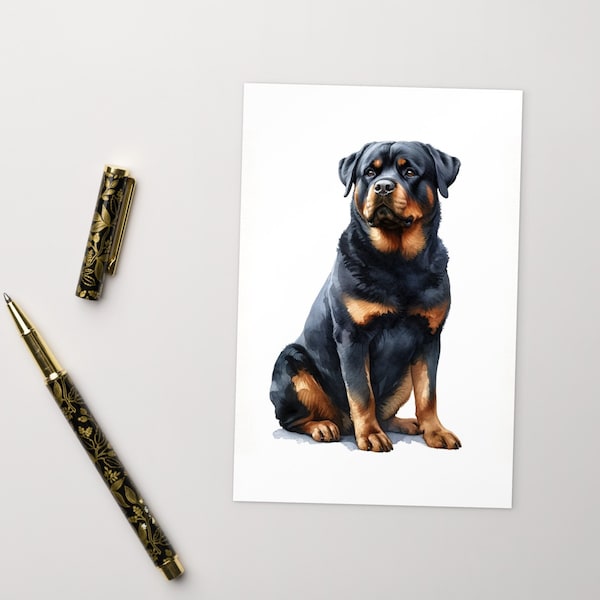 Rottweiler Watercolor Postcard - Versatile Greeting Card for All Occasions - Dog Lover Note