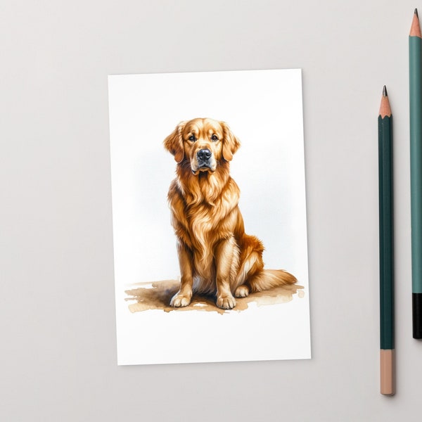 Golden Retriever Watercolor Postcard - Versatile Canine Greeting Card for All Occasions