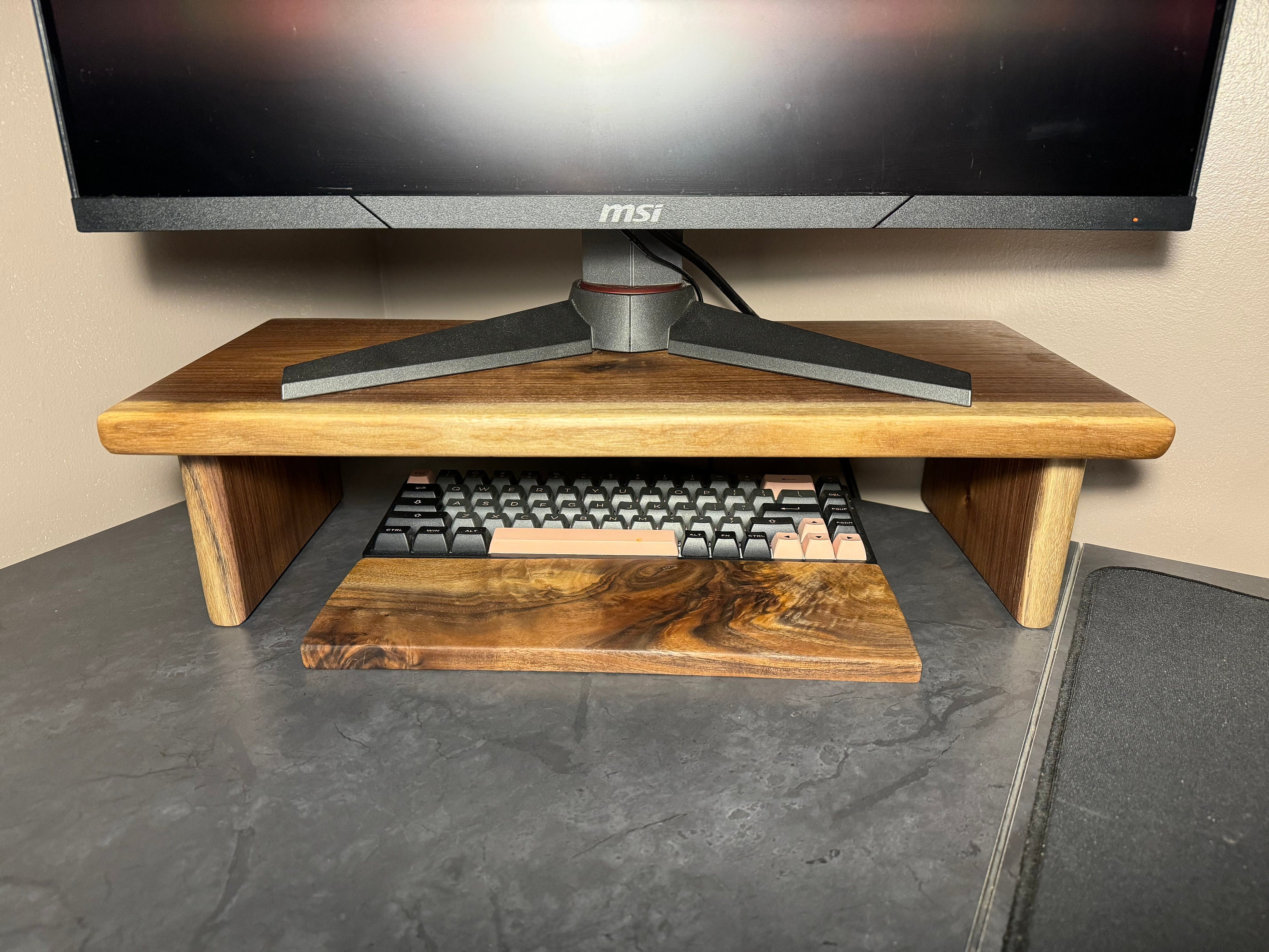 Handcrafted Computer Monitor Frame Black Walnut Monitor Stand - Sturdy Screwless Design - Eco Friendly ...