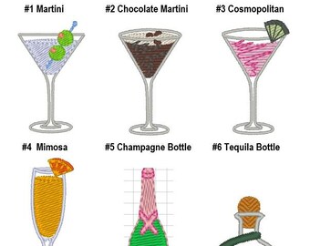 Personalized Martini, Mimosa, Bourbon, Chocolate Martini, Beer, Tequilia Cocktail Napkins, Embroidered Linen Napkins, Set of 4