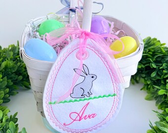 Personalized Embroidered Easter Bunny Name Tag