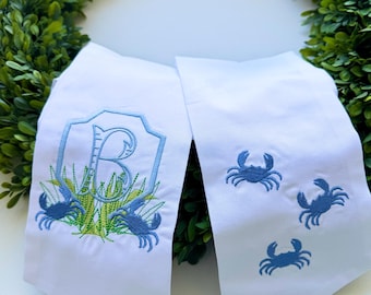 Embroidered Wreath Sash: Crab, Pineapple, Blue Heron, Crane, Labradoodle, Tiger, Golf Cart, Pineapple and Mahjong Designs