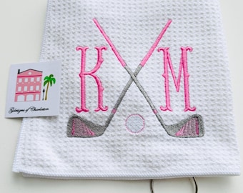 Embroidered Monogram Golf Towel, Personalized Golf Club Gift