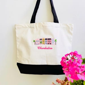Charleston Rainbow Row Beach Bag + Beach Bag  + Embroidered Bag + Canvas Bag Charleston + Beach Bag Canvas + Charleston Sweatshirt + Rainbow