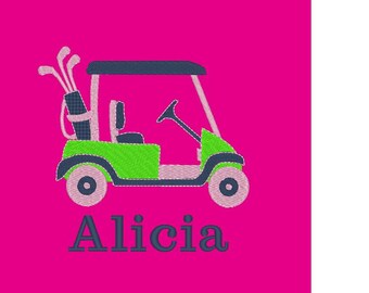 Embroidered Golf Towel: Personalized Terry Cloth Golf Cart Design + Gdesigns of Charleston