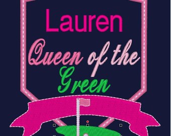 Personalized Golf Towel: Queen of the Green, Pink Waffle Weave
