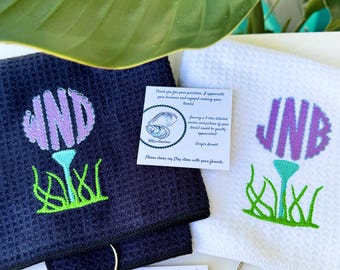 Monogrammed Microfiber Golf Towel, Embroidered Golf Design