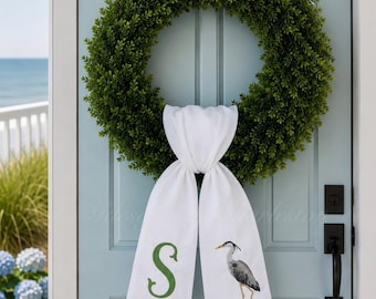 Embroidered Wreath Sash: Blue Heron, Crane, Labradoodle, Tiger, Golf Cart, Pineapple and Mahjong Designs