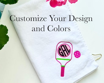 Personalized Pickleball Towel: Monogrammed Velour Cotton with Brass Hook