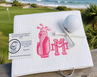Personalized Embroidered Microfiber Golf Towel, Custom Golf Bag
