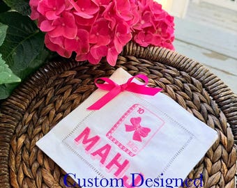 Texas Mahjong Cocktail Napkins, Custom Linen Set