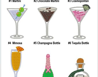Personalized Embroidered Linen Martini, Mimosa, Bourbon, Chocolate Martini, Beer, Tequilia Cocktail Napkins