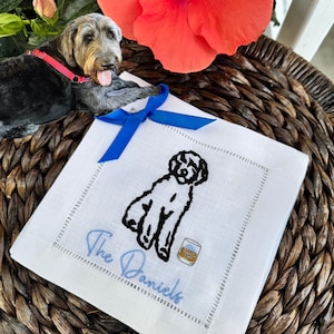 Labradoodle Cocktail Napkins + Goldendoodle Cocktail Napkins  + Embroidered Cocktail Napkins + Dog Napkins + Dog Cocktail Napkins
