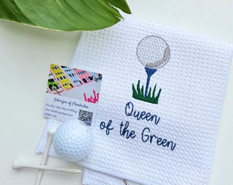 Personalized Embroidered Golf Towel, Queen of the Green