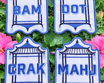 Mahjong Linen Cocktail Napkins | Charleston Tile Party Decor