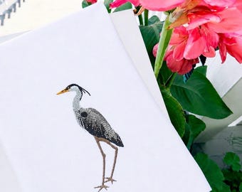White Egret Tea Towels, Blue Heron Tea towel and Neutral Heron.