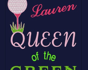 Personalized Velour Golf Towel - Embroidered 'Queen of the Green'