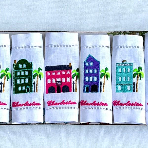 Rainbow Row Charleston Napkins Etsy