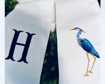 Embroidered Wreath Sash: Blue Heron, Crane, Labradoodle, Tiger, Golf Cart, Pineapple and Mahjong Designs
