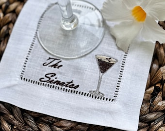Personalized Linen Martini Cocktail Napkins, Set of 4 or 8