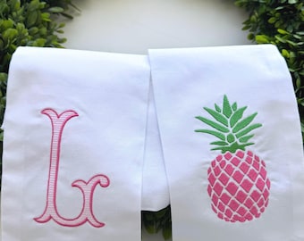 Embroidered Wreath Sash: Pineapple, Heron, Crane, Labradoodle, Tiger, Golf Cart, Mahjong (White)
