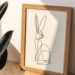 Bunny One Line Art, Bunny Poster, Bunny Line Art, Bunny Minimalist Print, Bunny Line Drawing, Printable Bunny Wall Art, Rabbit Printable