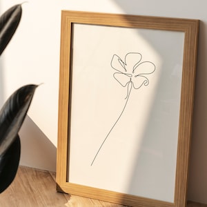 Flower One Line Art, Flower Line Art, Botanical Minimalist Print, Flower Line Drawing, Flower Wall Line Art, Flower Minimalist Drawing