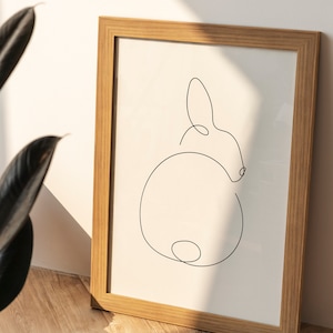 Bunny Butt One Line Art, Rabbit One Line, Bunny Line Art, Bunny Minimalist Print, Bunny Line Drawing, Printable Bunny Wall Art, Bunny Back