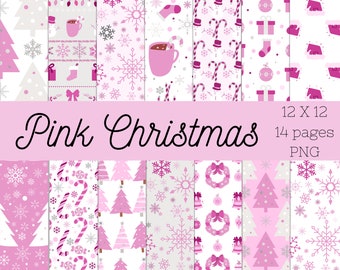 Pink Christmas Digital Paper