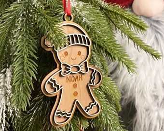 Gingerbread Man Hanging Ornament - Christmas Tree Decoration - Personalised Name Present
