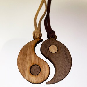Yin & Yang Pair of Necklaces Matching Necklaces Gift for Friend Wooden Pendant Matching Jewellery Friendship Jewellery image 3