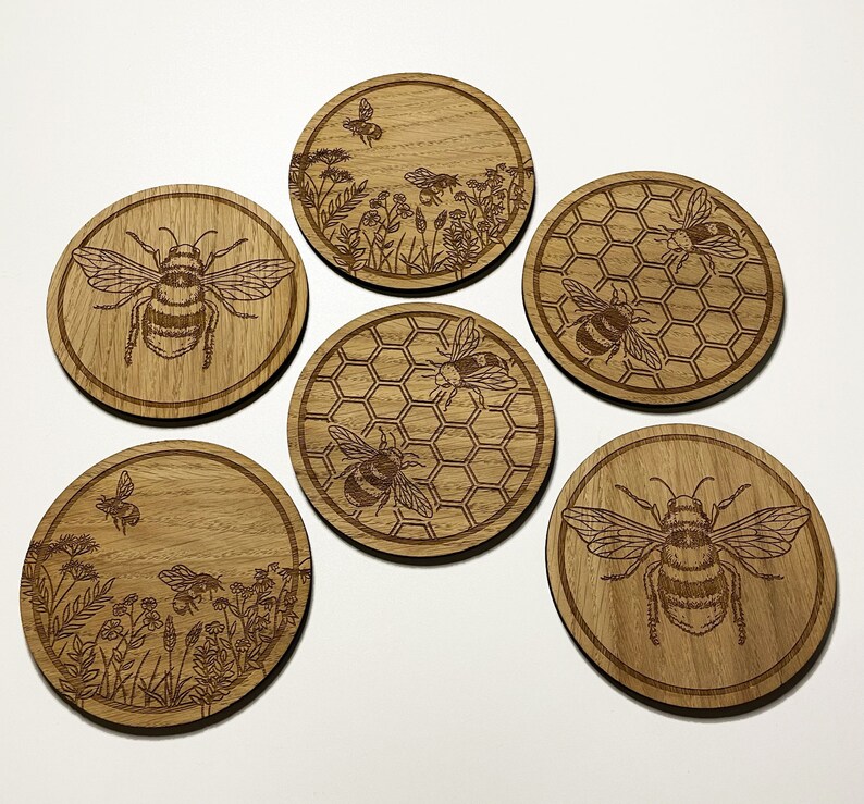 Bumble Bee Coasters Set of 6 Nature Coasters Rustic Home - Etsy