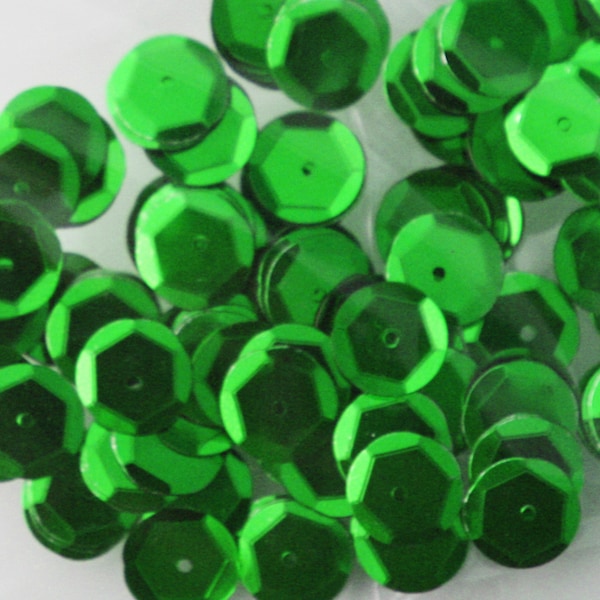 10mm Cup Sequins Green Metallic Pk/120