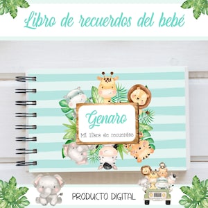Watergroene Safari Baby Scrapbook afdrukbare afdrukbare Kit