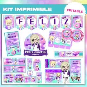 Kit Imprimible Printable Lyna Youtuber Deco y Candy Editable
