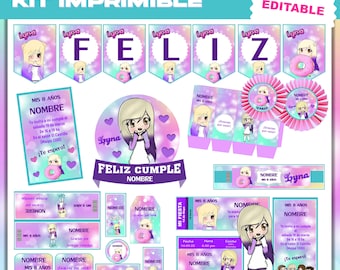 Kit Imprimible Printable Lyna Youtuber Deco y Candy Editable