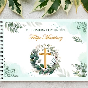 Kit Imprimible Printable Libro De Firmas Mi Primera Comunión Cruz