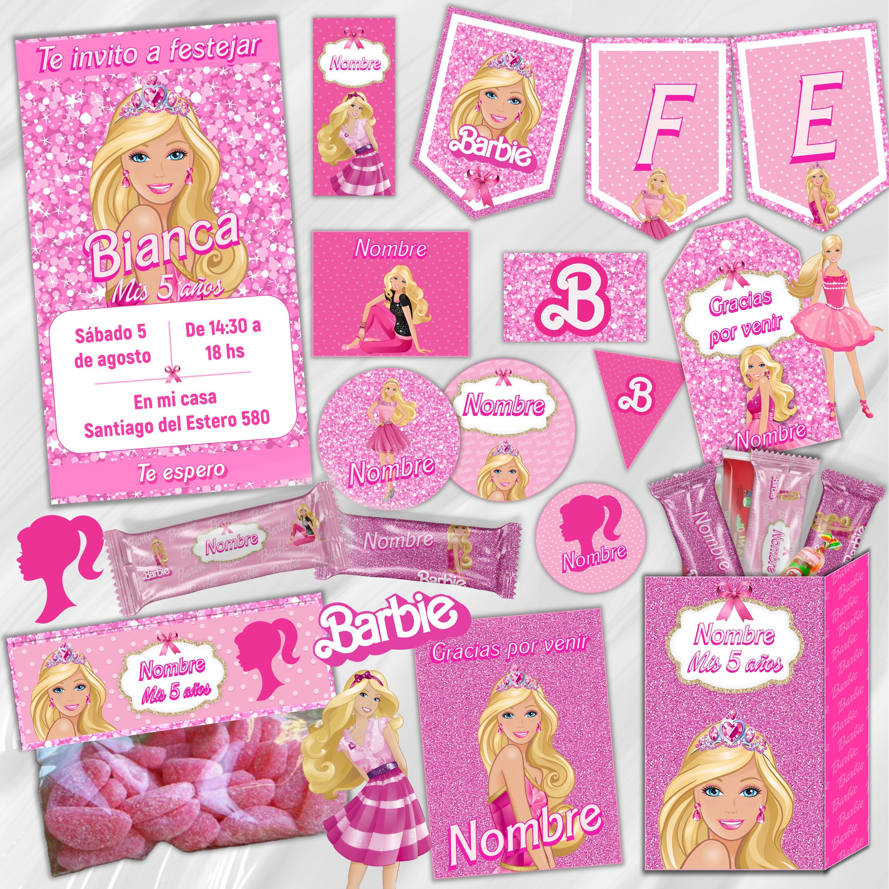 El cumple de Cati con nuestros kits imprimibles Barbie rollers