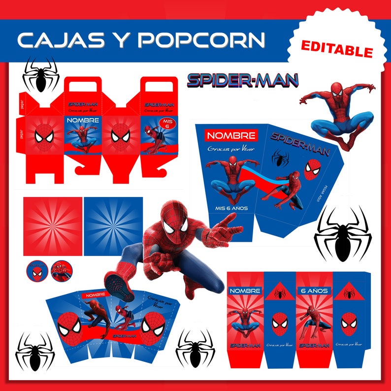 Printable Spiderman Printable Kit 100% Editable Spider-man - Etsy Australia