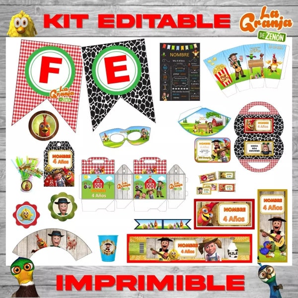 Kit De La Granja De Zenón Cumpleaños Imprimible Printable Editable